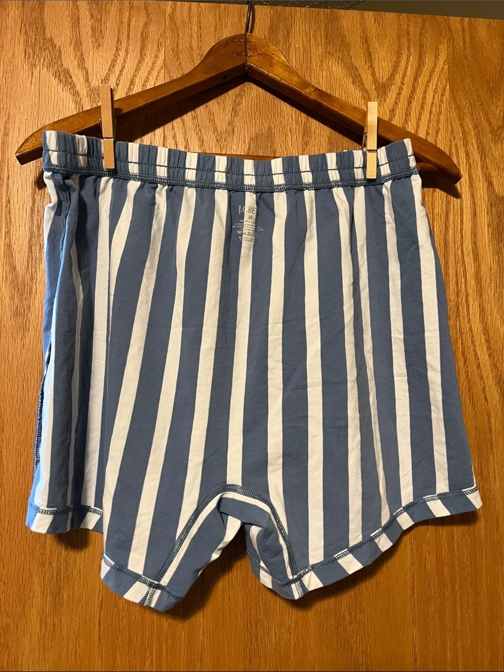 J. Crew Blue and White Vertical Stripe Cotton Boxers